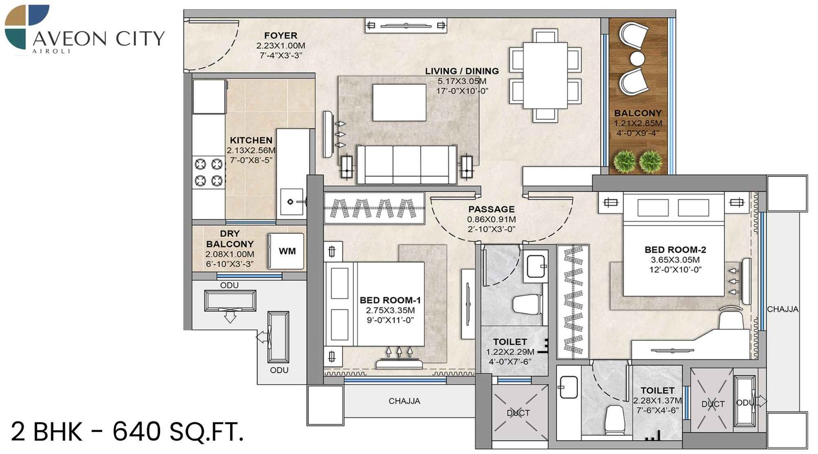 Balaji-Tricity-Delta-Aveon-City-Floor-Plan-2-BHK-640-Sqft